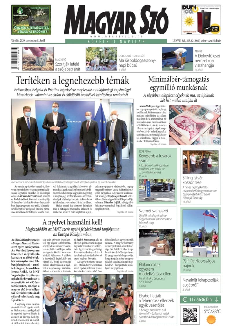 Magyar Szó, 77. évf. 2020. szeptember 8. 205. sz. 1–20. oldal