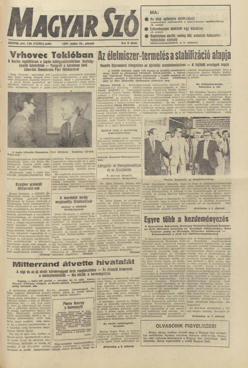 Magyar Szó, 38. évf. 1981. május 22. 138. sz.