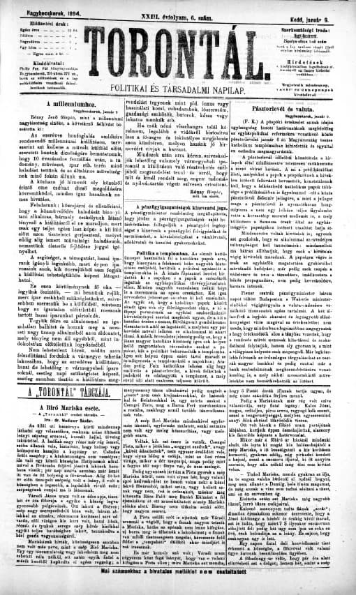 Torontál, 23. évf. 1894. január 9. 6. sz.