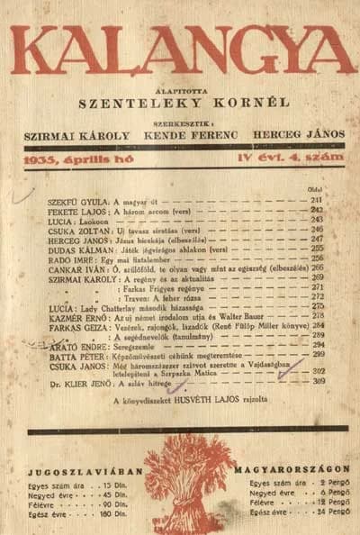 Kalangya, 4. évf. 1935. április. 4. sz. 241–320. oldal