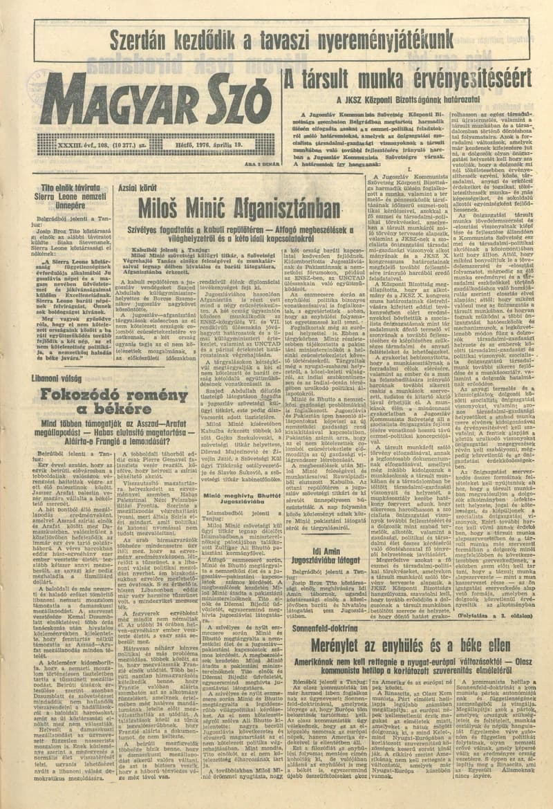 Magyar Szó, 33. évf. 1976. április 19. 108. sz. 1–8. oldal