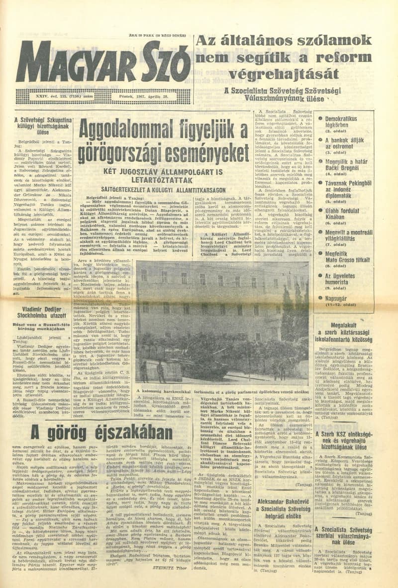 Magyar Szó, 24. évf. 1967. április 28. 115. sz. 1–16. oldal