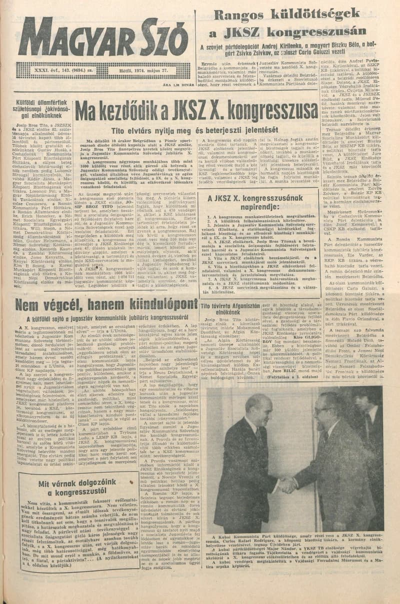 Magyar Szó, 31. évf. 1974. május 27. 143. sz. 1–8. oldal