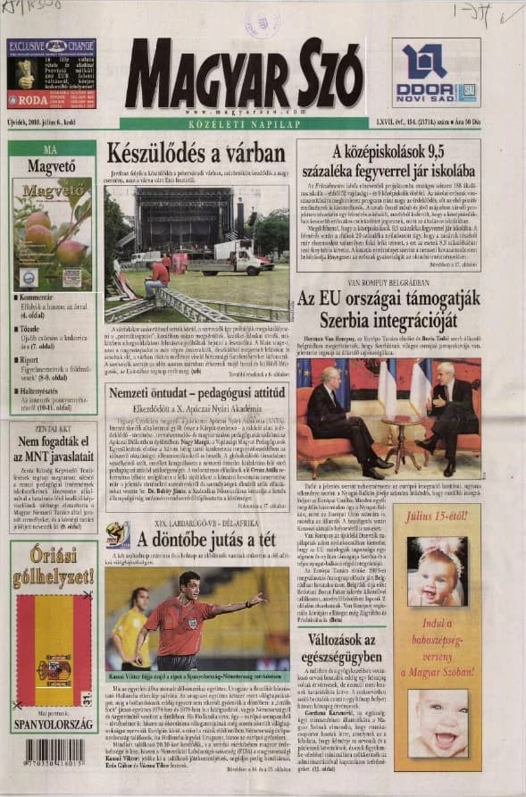 Magyar Szó, 67. évf. 2010. július 6. 154. sz. 1–20. oldal