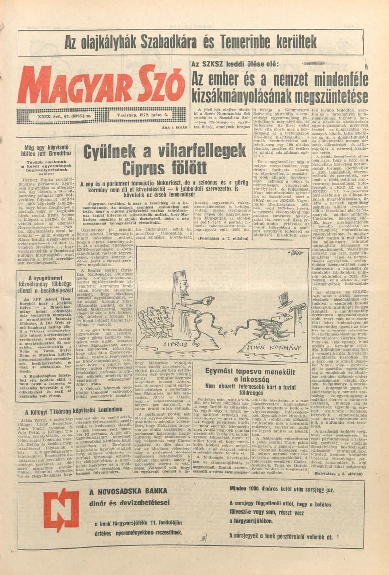 Magyar Szó, 29. évf. 1972. március 5. 63. sz. 1–28. oldal