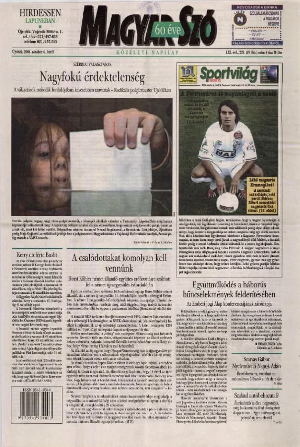 Magyar Szó, 61. évf. 2004. október 4. 233. sz. 1–12. oldal