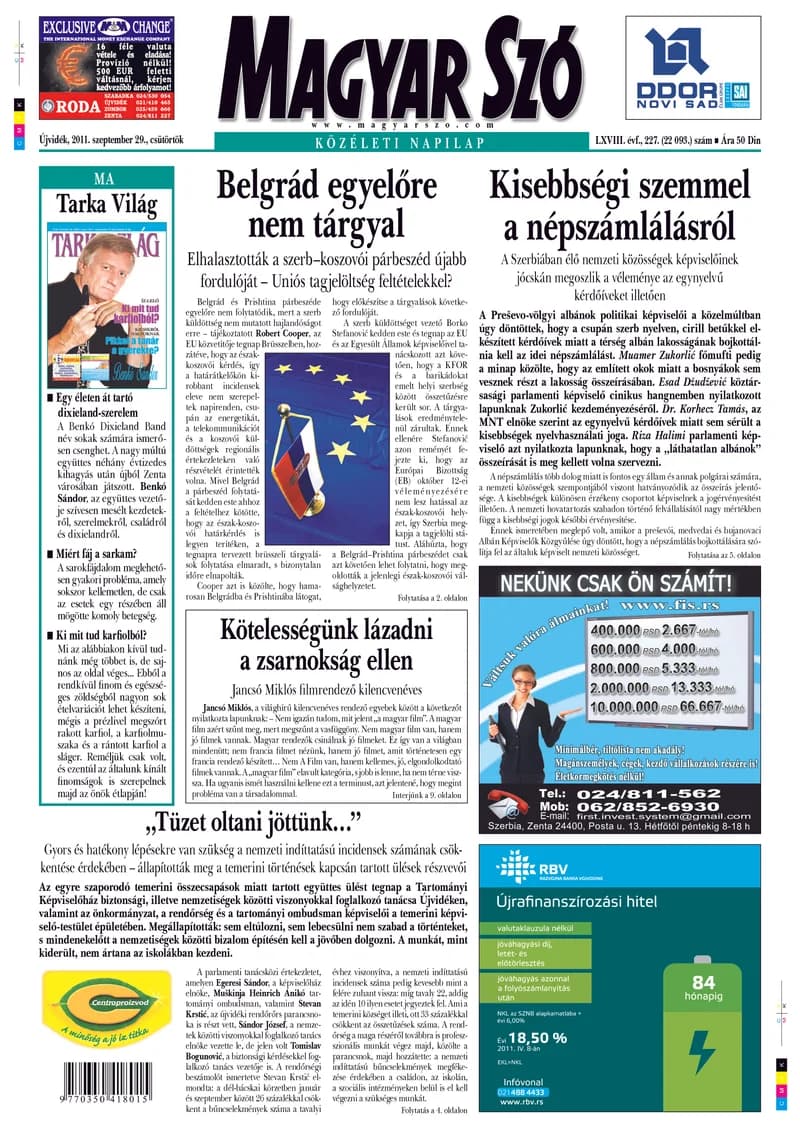 Magyar Szó, 68. évf. 2011. szeptember 29. 227. sz. 1–20. oldal
