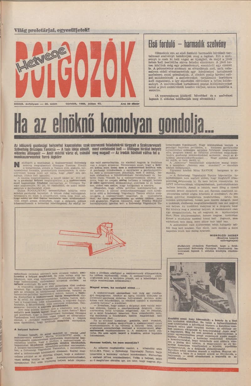 Dolgozók, 40. évf. 1986. július 17. 28. sz.