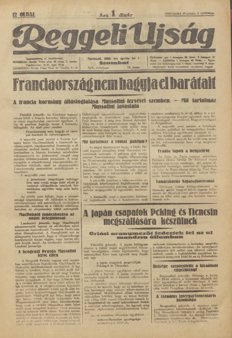 Reggeli Újság, 14. évf. 1933. április 5. 81. sz.