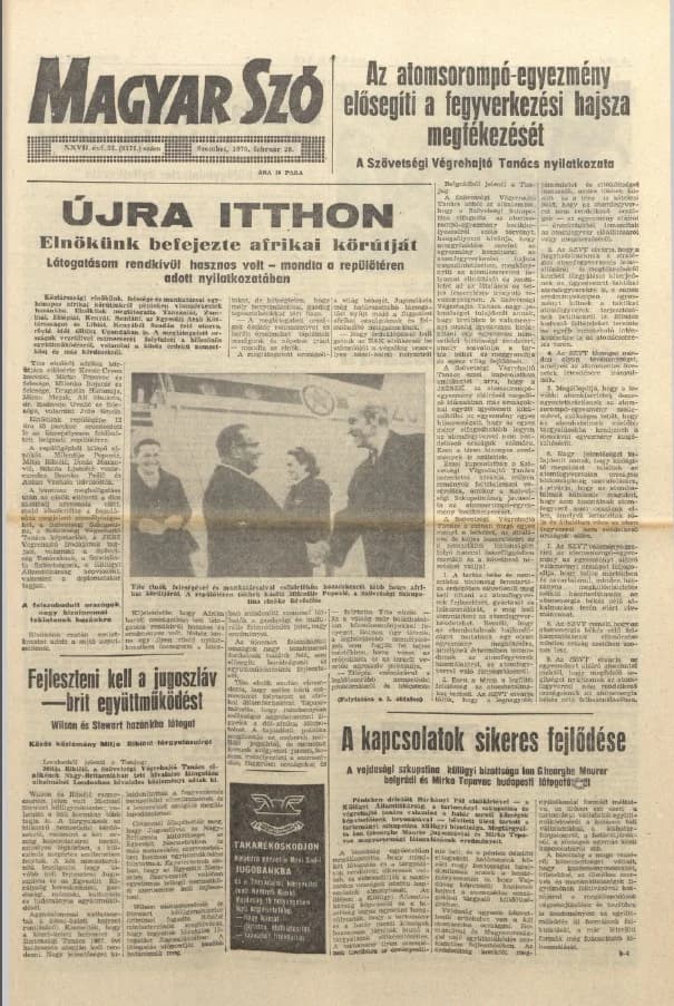 Magyar Szó, 27. évf. 1970. február 28. 57. sz. 1–20. oldal