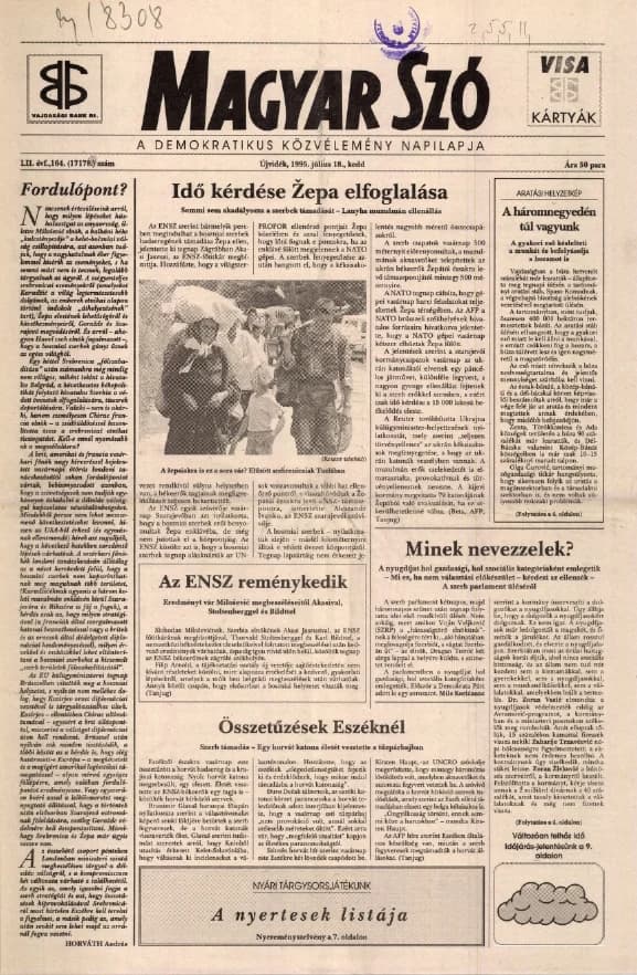 Magyar Szó, 52. évf. 1995. július 18. 164. sz. 1–16. oldal