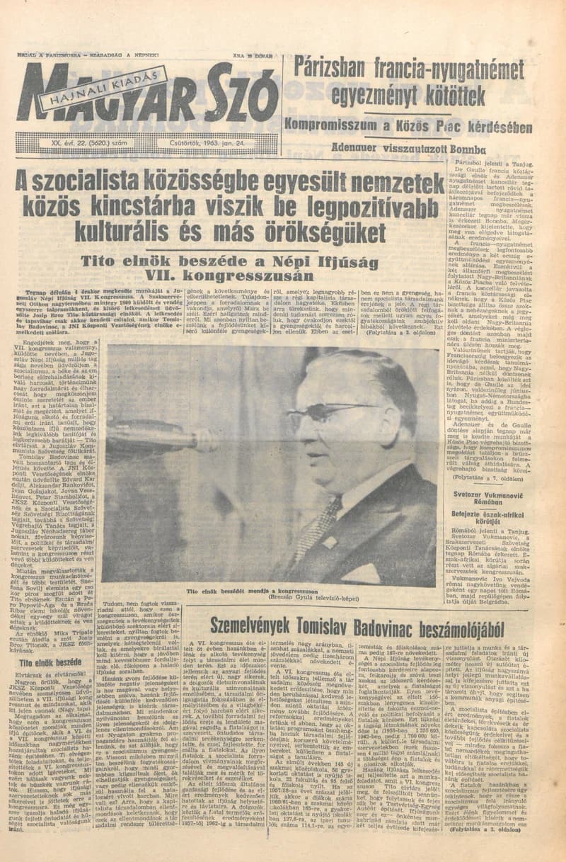 Magyar Szó, 20. évf. 1963. január 24. 22. sz. 1–14. oldal