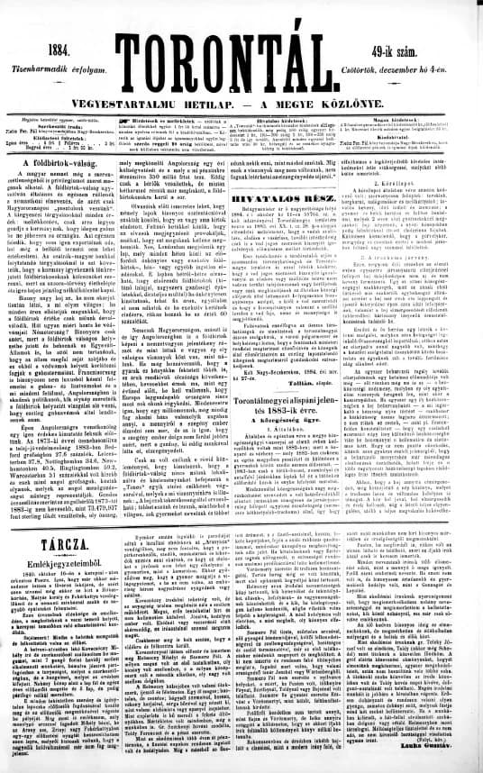 Torontál, 13. évf. 1884. december 4. 49. sz.