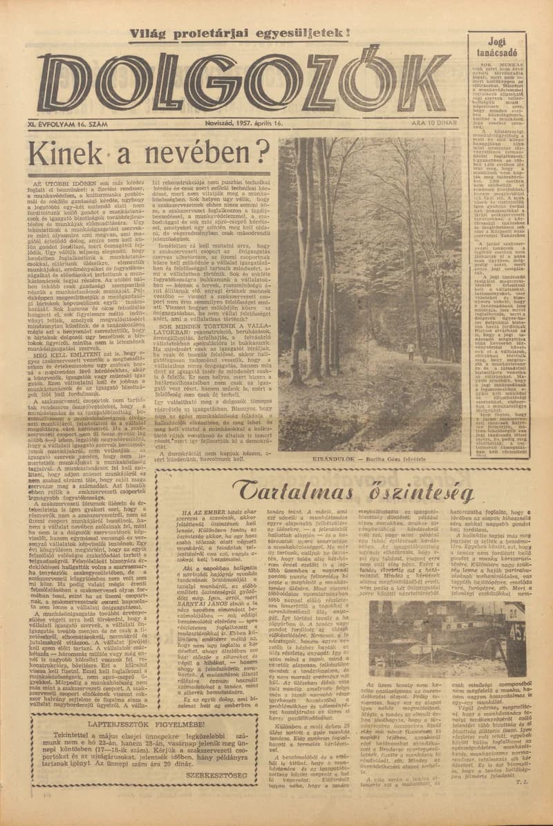 Dolgozók, 11. évf. 1957. április 16. 16. sz.