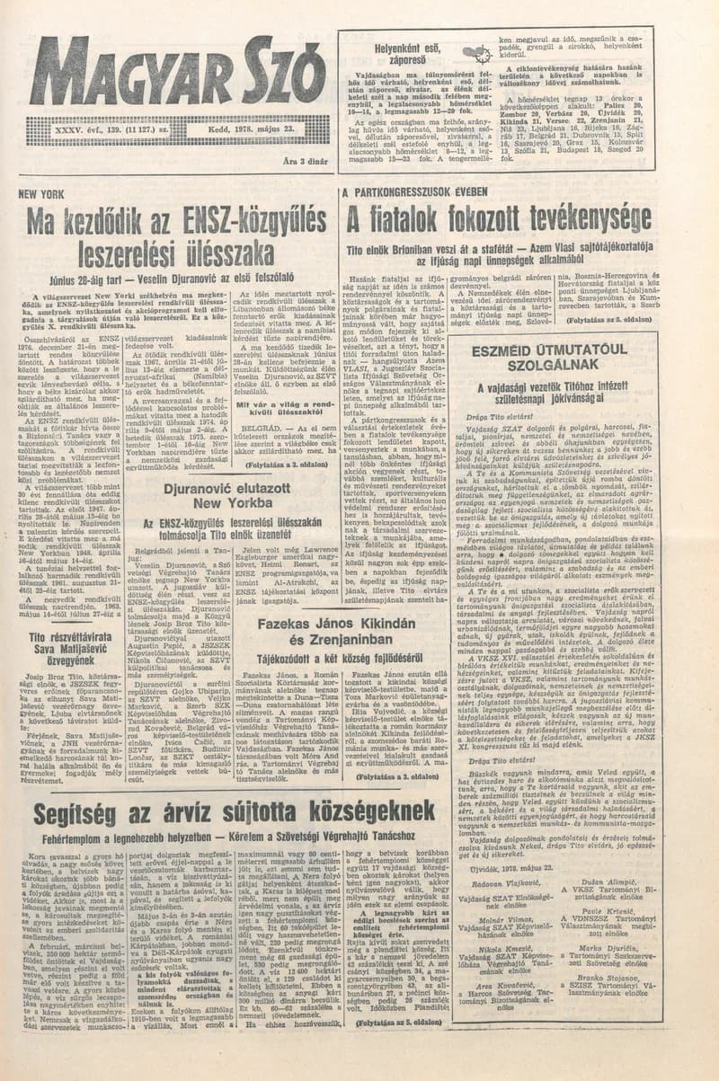 Magyar Szó, 35. évf. 1978. május 23. 139. sz. 1–20. oldal