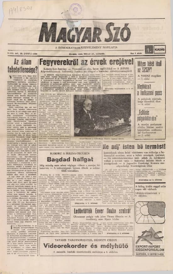 Magyar Szó, 48. évf. 1991. február 21. 50. sz. 1–16. oldal