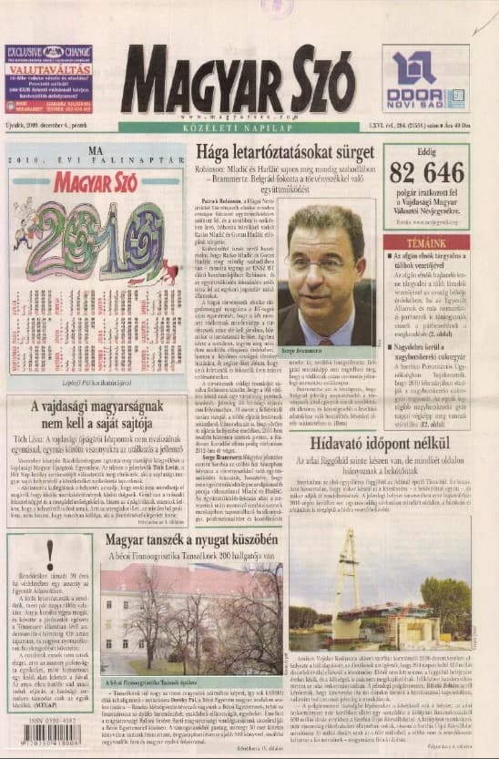 Magyar Szó, 66. évf. 2009. december 4. 284. sz. 1–20. oldal