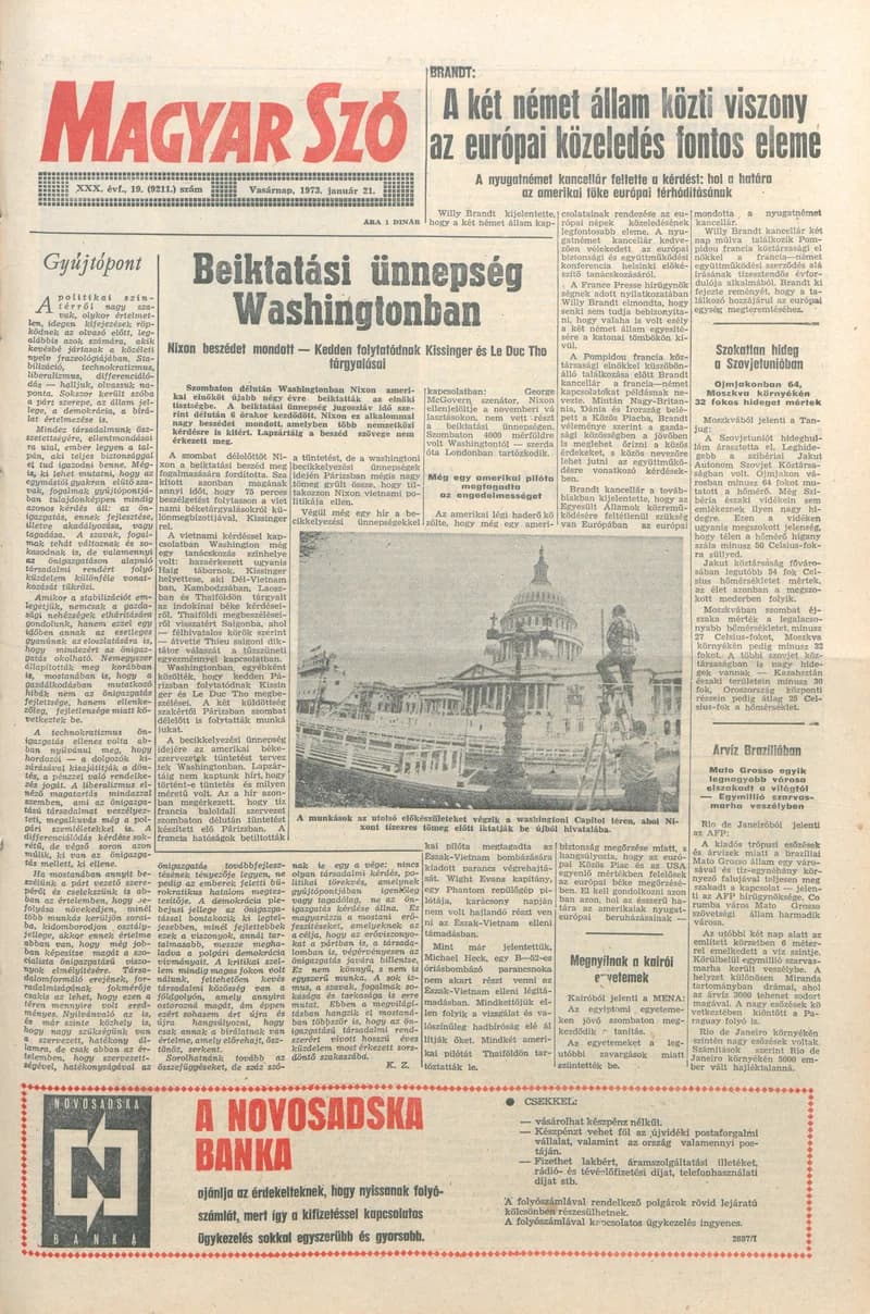 Magyar Szó, 30. évf. 1973. január 21. 19. sz. 1–28. oldal