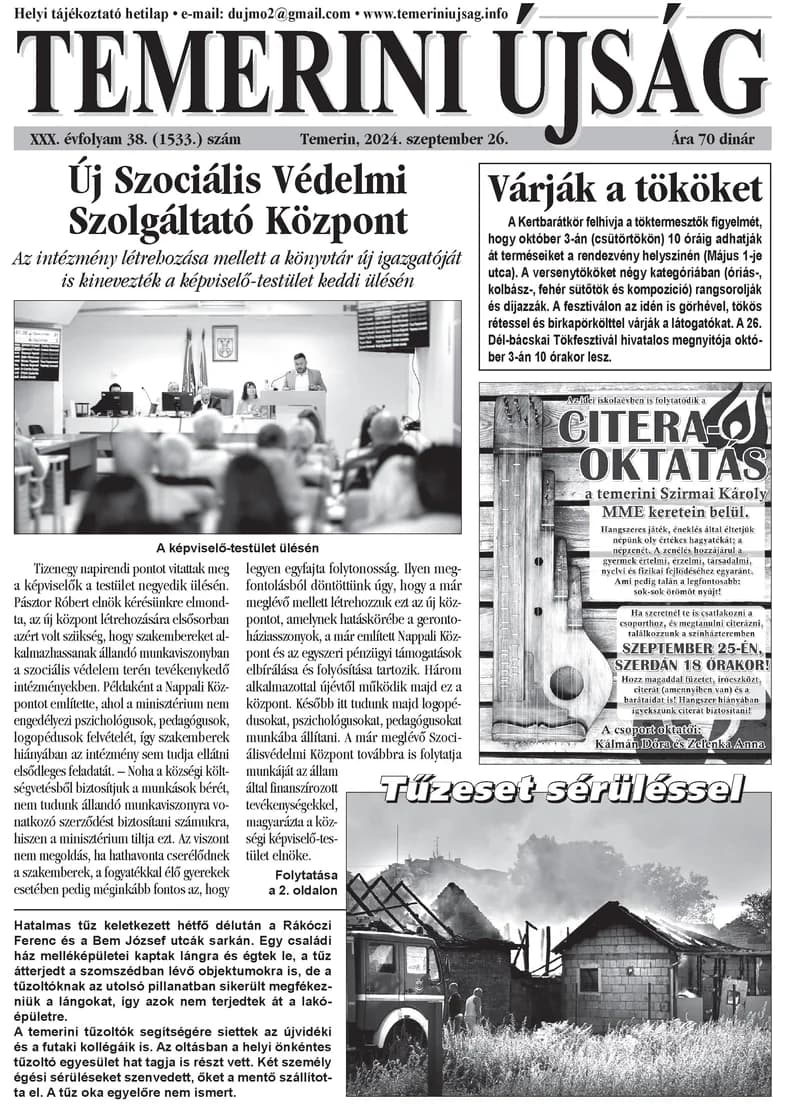 Temerini Újság, 30. évf. 2024. szeptember 26. 38. sz.