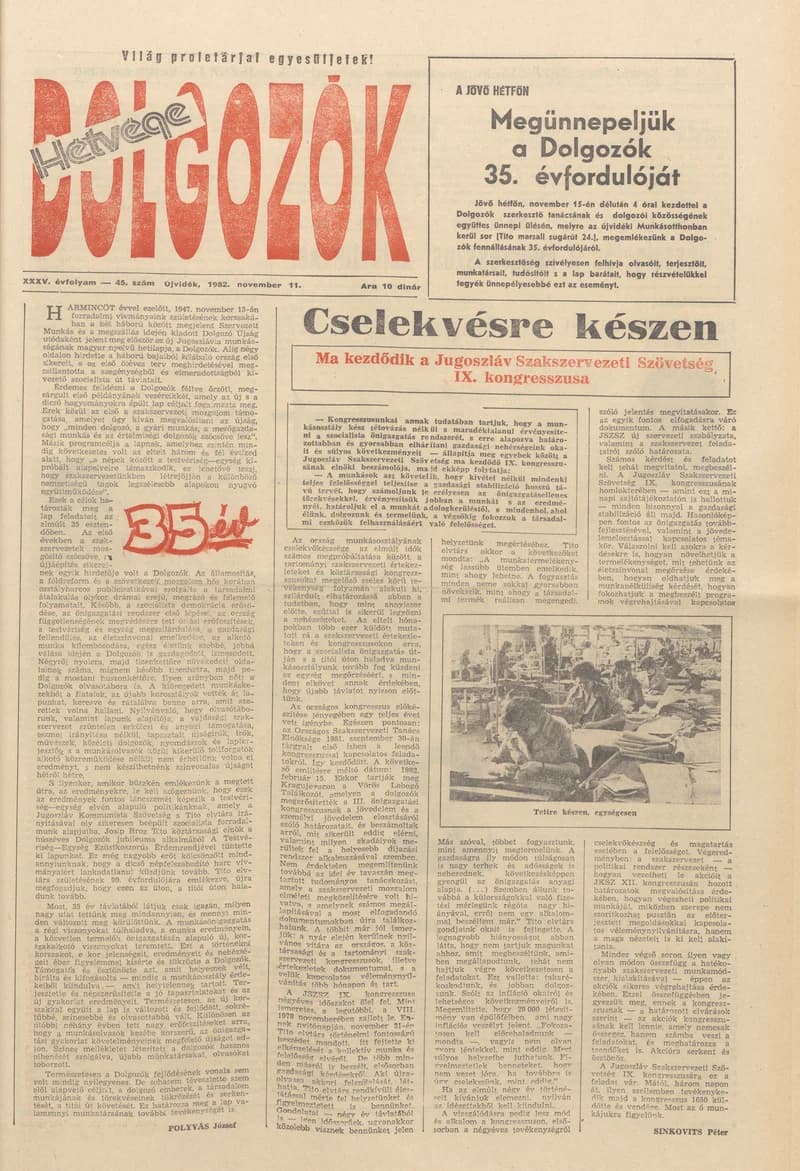 Dolgozók, 36. évf. 1982. november 11. 45. sz.