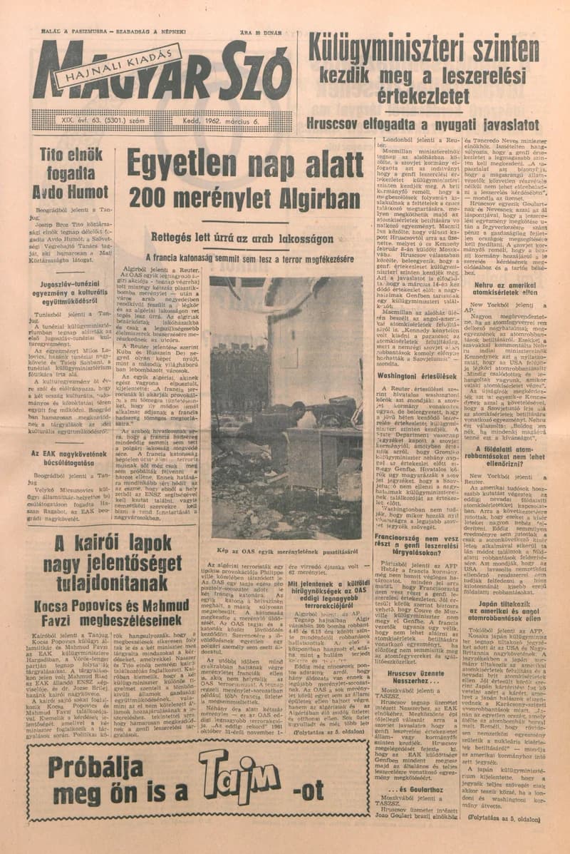 Magyar Szó, 19. évf. 1962. március 6. 63. sz. 1–16. oldal