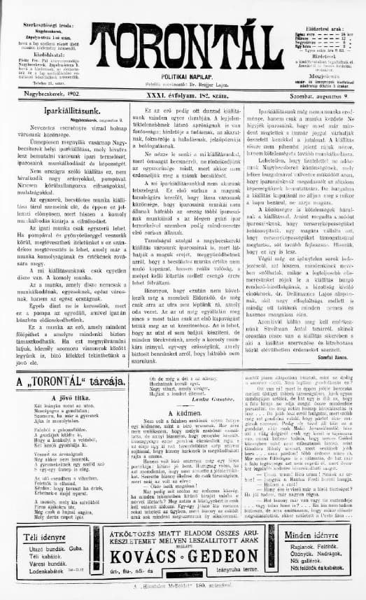 Torontál, 31. évf. 1902. augusztus 9. 182. sz.