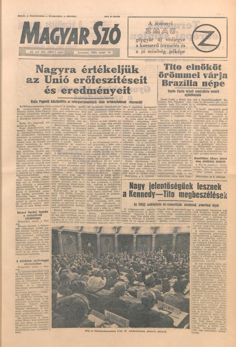 Magyar Szó, 20. évf. 1963. szeptember 14. 253. sz. 1–12. oldal