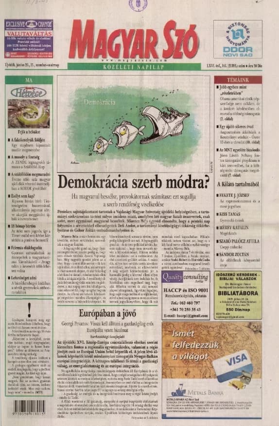 Magyar Szó, 66. évf. 2009. június 20. – 21. 141. sz. 1–24. oldal