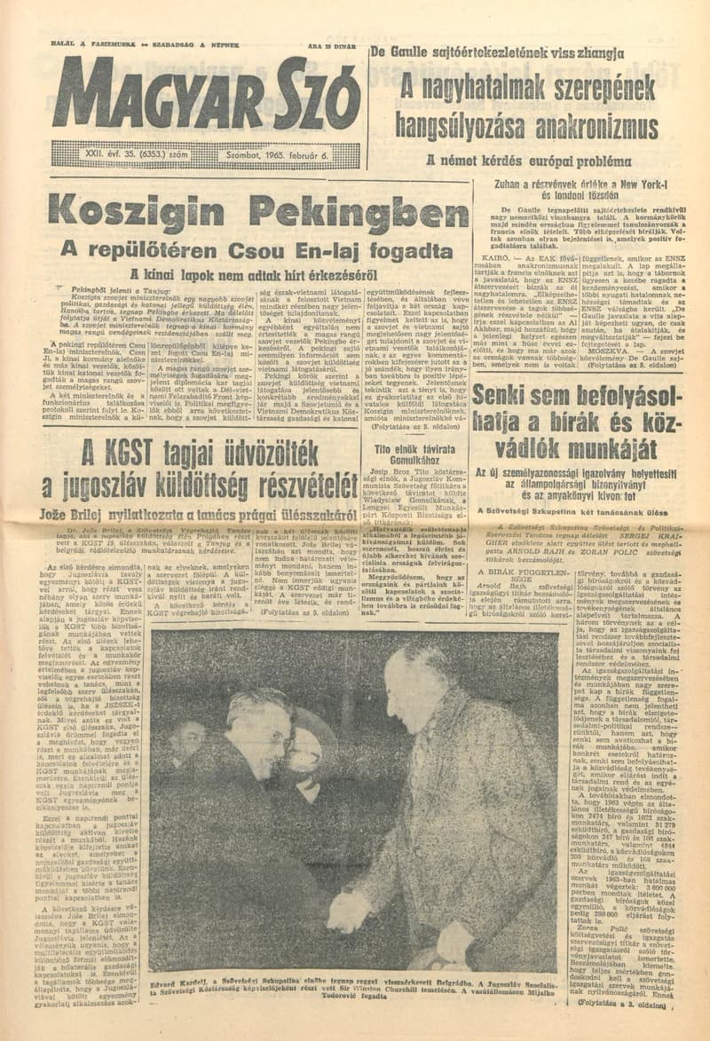 Magyar Szó, 22. évf. 1965. február 6. 35. sz. 1–12. oldal
