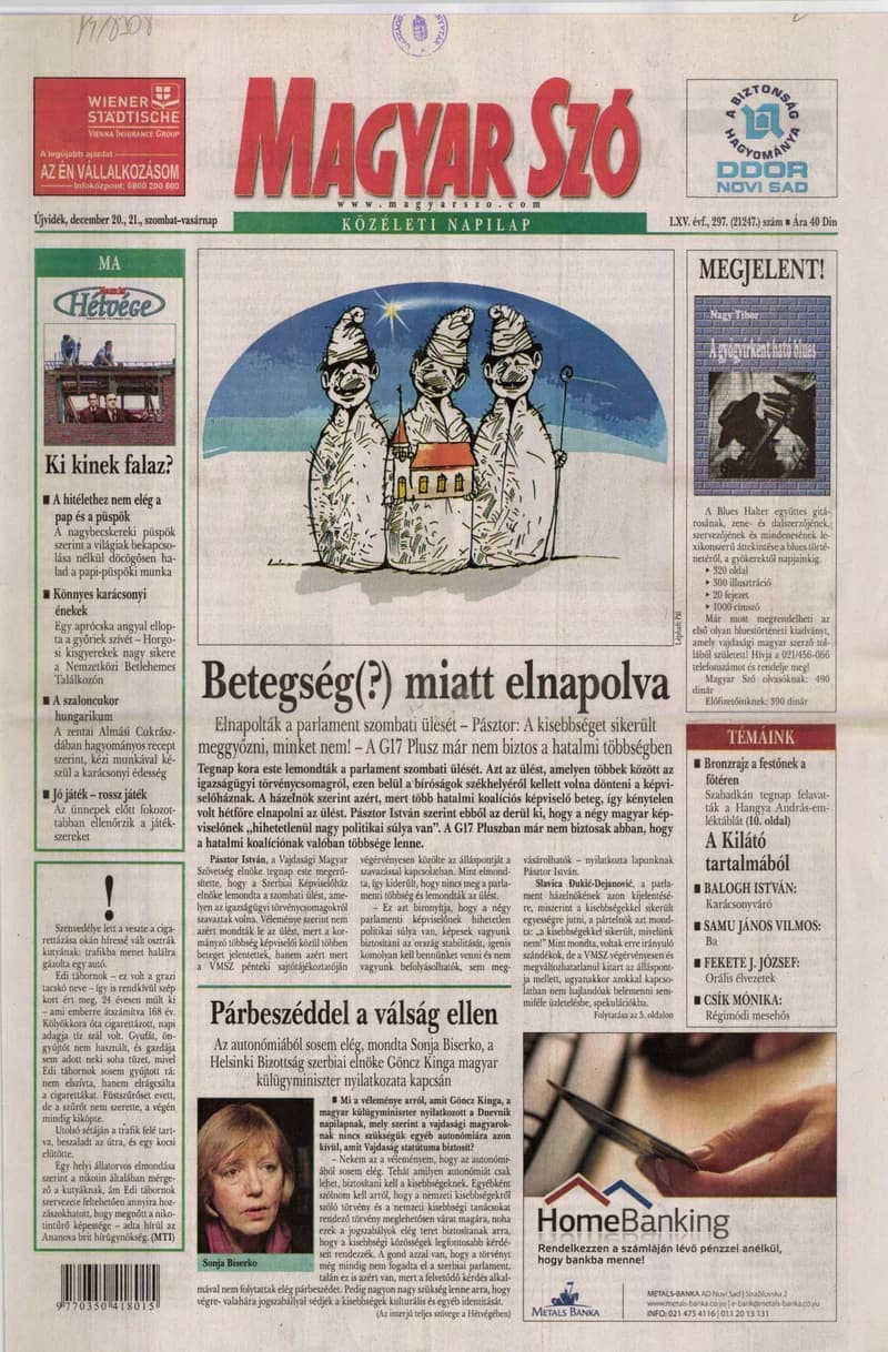 Magyar Szó, 65. évf. 2008. december 20. – 21. 297. sz. 1–28. oldal