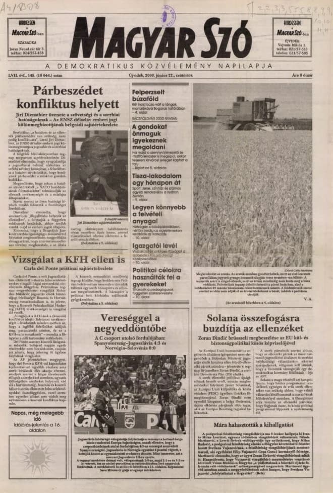 Magyar Szó, 57. évf. 2000. június 22. 145. sz. 1–16. oldal