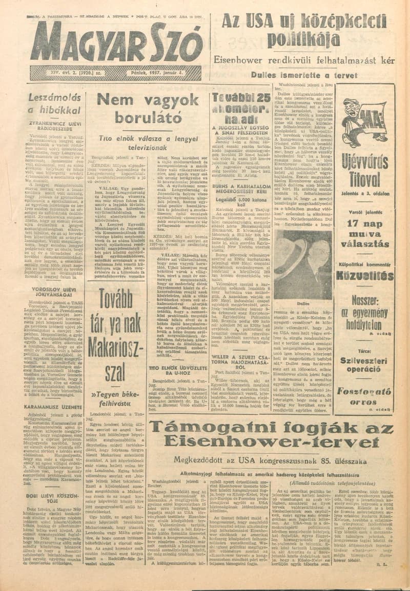 Magyar Szó, 14. évf. 1957. január 4. 2. sz. 1–14. oldal