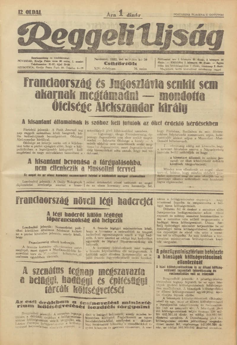 Reggeli Újság, 14. évf. 1933. március 30. 76. sz.