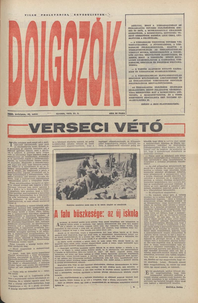 Dolgozók, 27. évf. 1973. november 2. 44. sz.