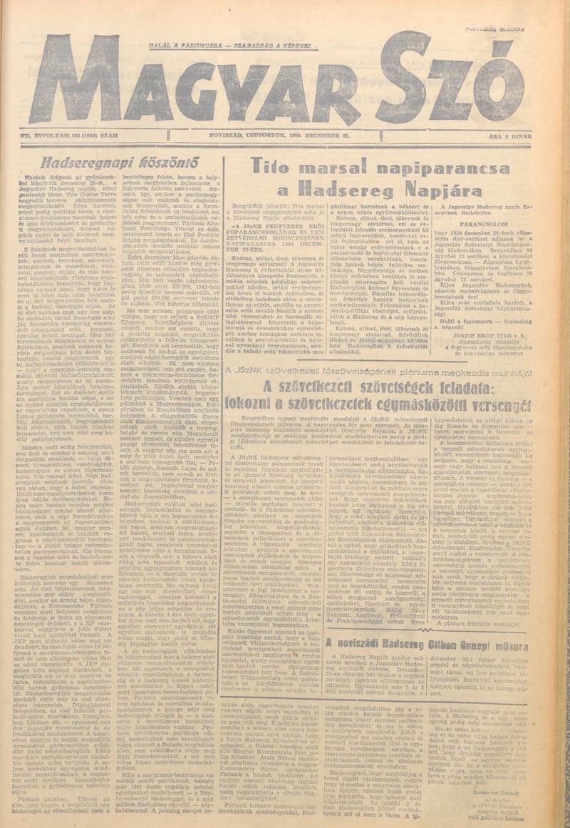 Magyar Szó, 7. évf. 1950. december 21. 301. sz. 1–4. oldal