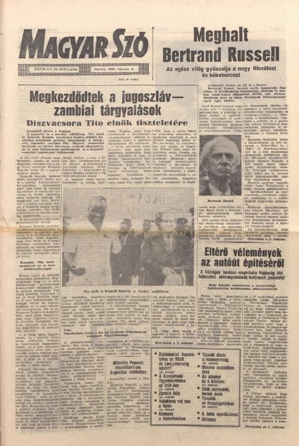 Magyar Szó, 27. évf. 1970. február 4. 33. sz. 1–16. oldal