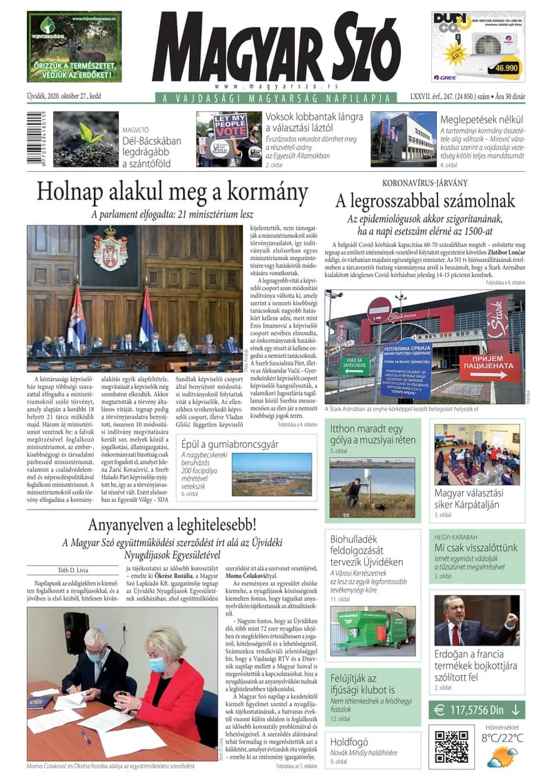 Magyar Szó, 77. évf. 2020. október 27. 247. sz. 1–20. oldal