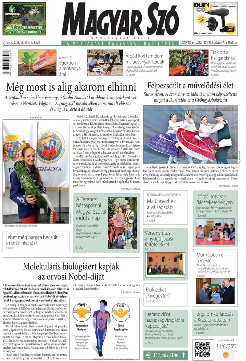 Magyar Szó, 78. évf. 2021. október 5. 232. sz. 1–20. oldal
