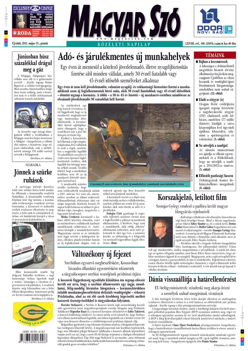 Magyar Szó, 68. évf. 2011. május 13. 108. sz. 1–20. oldal
