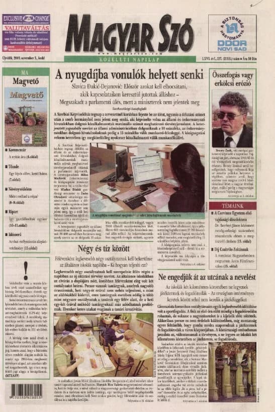 Magyar Szó, 66. évf. 2009. november 3. 257. sz. 1–20. oldal