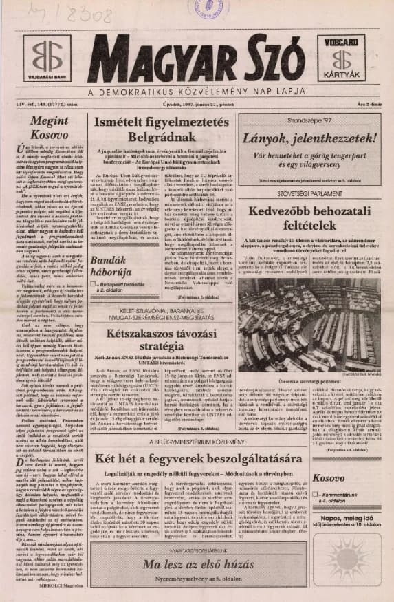 Magyar Szó, 54. évf. 1997. június 27. 149. sz. 1–16. oldal