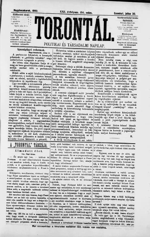 Torontál, 21. évf. 1892. július 30. 154. sz.