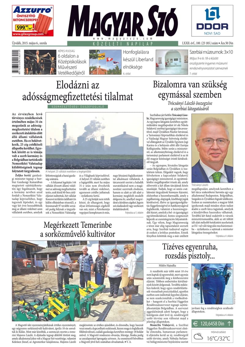 Magyar Szó, 72. évf. 2015. május 6. 100. sz. 1–16. oldal