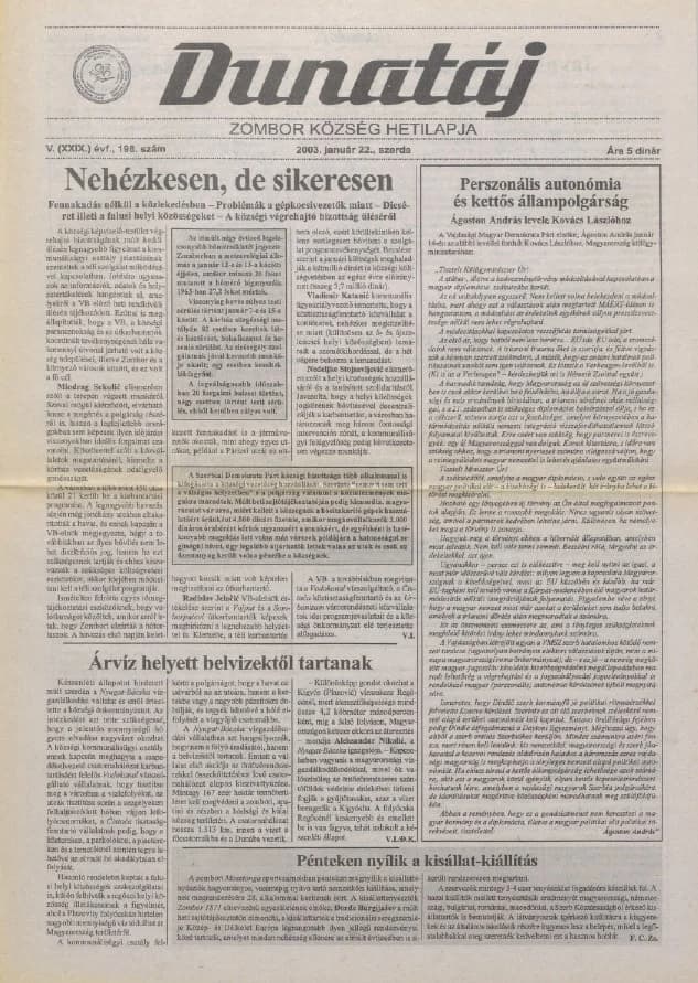 Dunatáj, 5. évf. 2003. január 22. 198. sz.