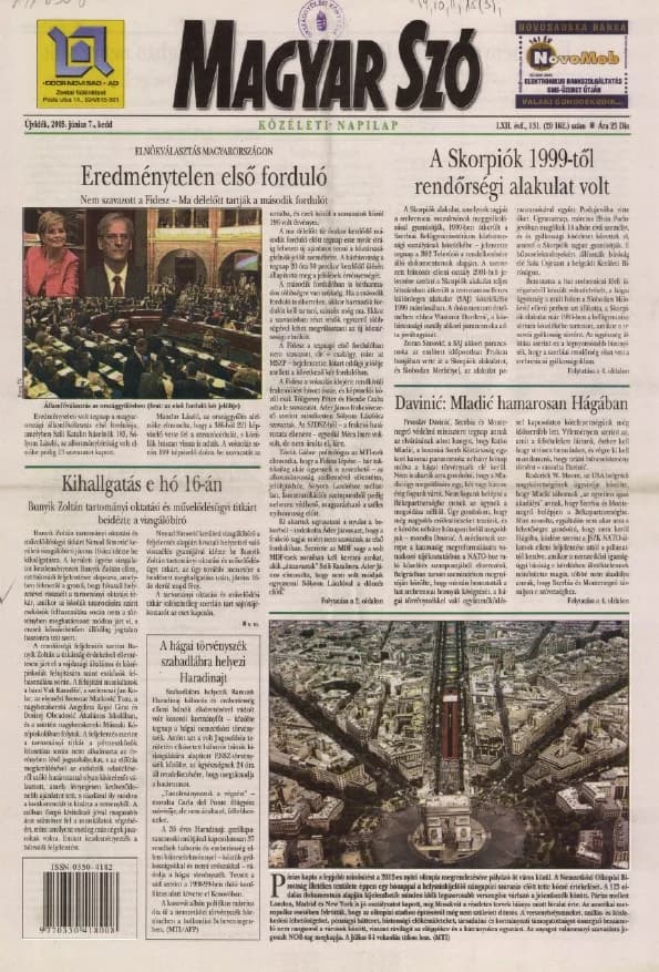 Magyar Szó, 62. évf. 2005. június 7. 131. sz. 1–20. oldal