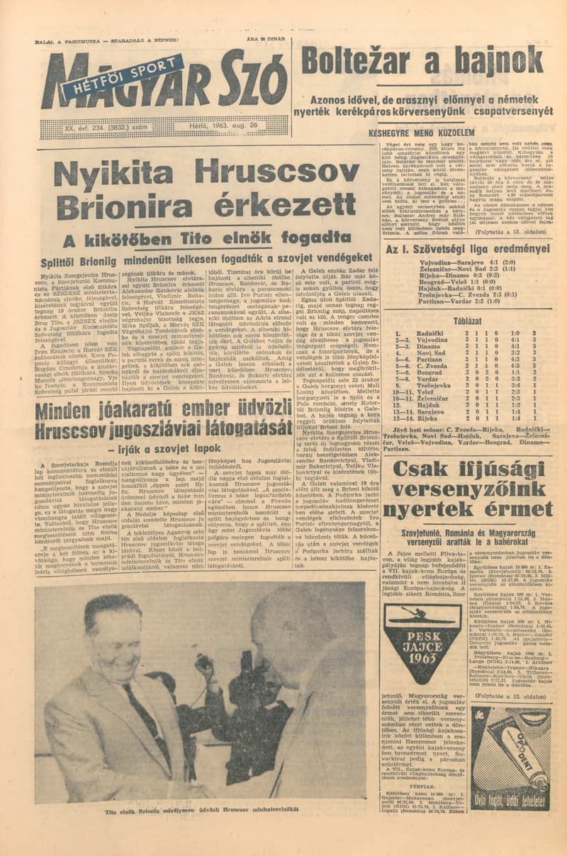 Magyar Szó, 20. évf. 1963. augusztus 26. 234. sz. 1–16. oldal