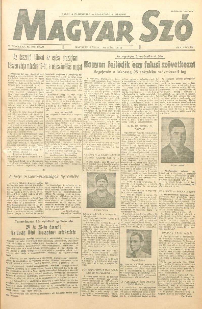 Magyar Szó, 5. évf. 1948. március 12. 61. sz. 1–6. oldal