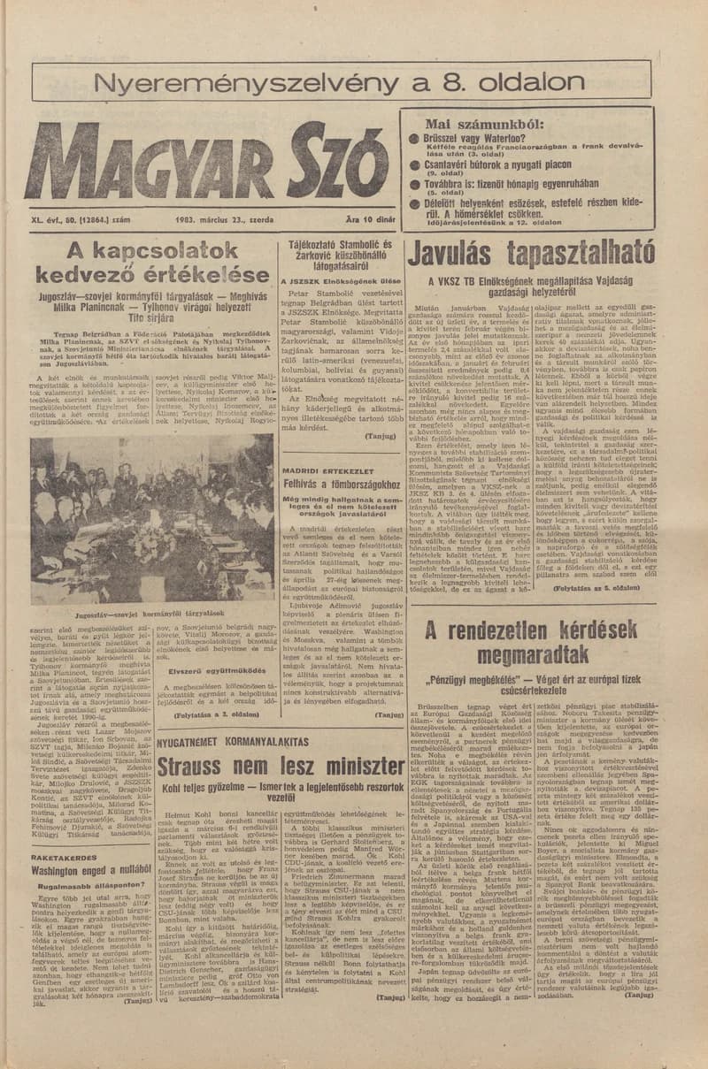 Magyar Szó, 40. évf. 1983. március 23. 80. sz. 1–24. oldal