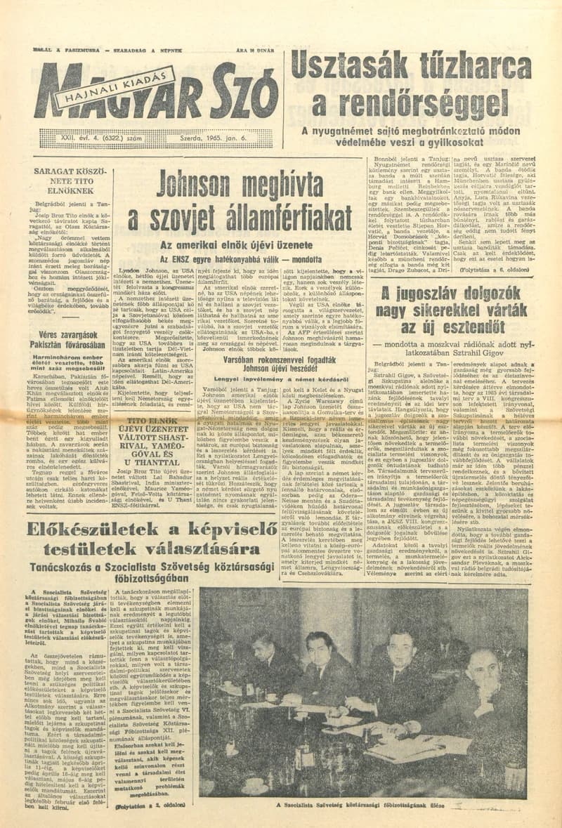 Magyar Szó, 22. évf. 1965. január 6. 4. sz. 1–16. oldal