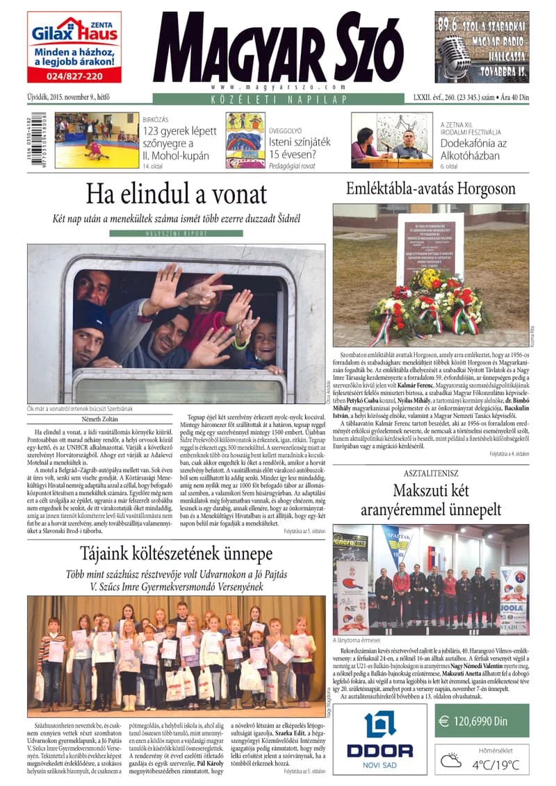 Magyar Szó, 72. évf. 2015. november 9. 260. sz. 1–20. oldal